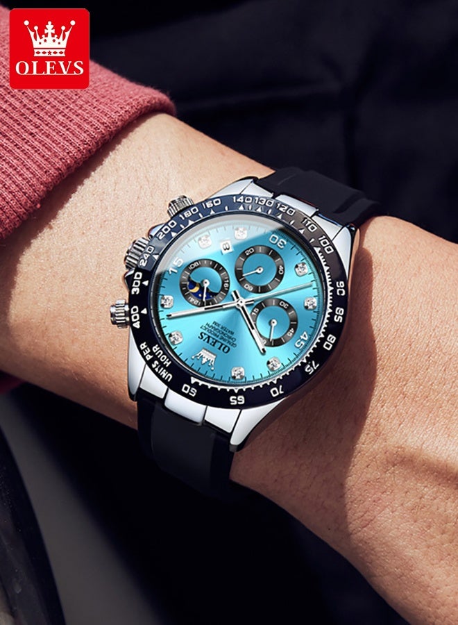 أوليفز ساعات رجالية فاخرة كوارتز مقاومة للماء ومضيئة من أفضل الماركات، ساعات رجالية مرصعة بالألماس مع مؤشر مراحل القمر، ساعات يد رجالية كوارتز تناظرية مقاومة للماء ومضيئة - Image 2